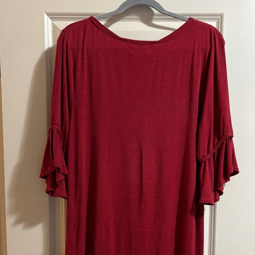 Max Studio Womens Ruffled Red Dress Size Large